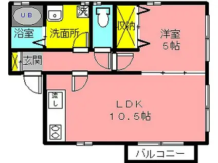 T-PLANET(1LDK/2階)の間取り写真
