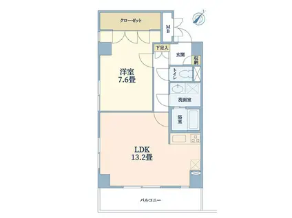 松本町フラット(1LDK/2階)の間取り写真