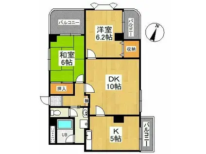 サンビームAZ(2LDK/6階)の間取り写真