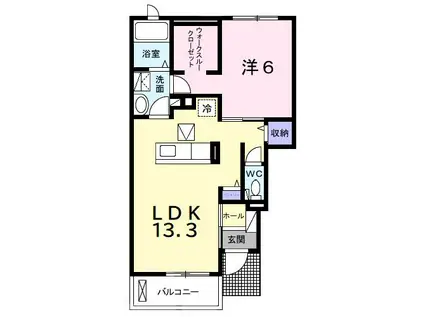 ラポールII(1LDK/1階)の間取り写真