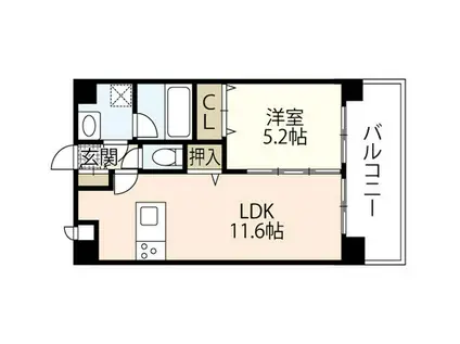 ピュアロイヤル大元(1LDK/8階)の間取り写真