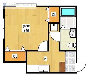 グリーンハイツ豊栄NO.1(1K/2階)の間取り写真