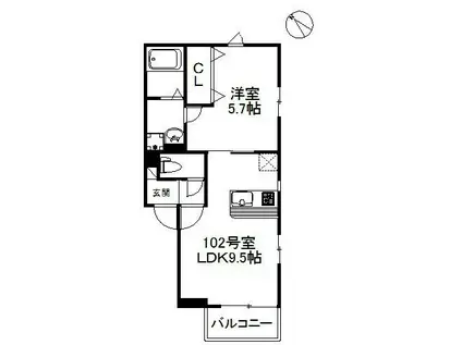 グランヒル竹下 571(1LDK/1階)の間取り写真