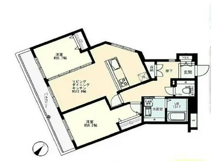 プレール・ドゥーク学芸大学(2LDK/4階)の間取り写真