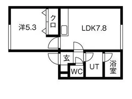 ラディアンスI(1DK/2階)の間取り写真