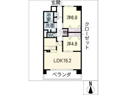 プリマヴェーラ(2LDK/4階)の間取り写真