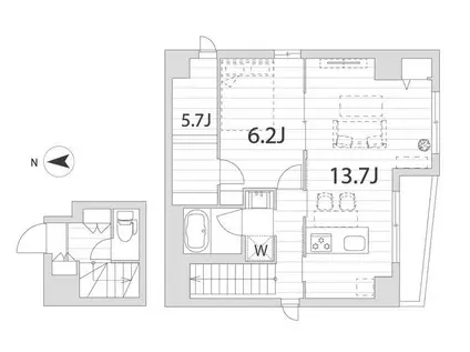 GRANDUO武蔵小山II(1SLDK/7階)の間取り写真