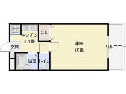 マービーハウス2(1K/2階)の間取り写真