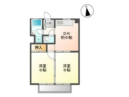 楓マンション(2DK/2階)の間取り写真