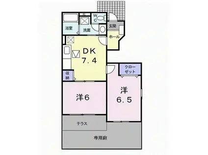 エミネンス湘南VII(2DK/1階)の間取り写真