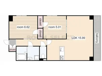 S-FORT 鶴舞 REALE(2LDK/11階)の間取り写真