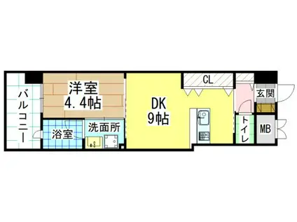 オーヴィジョンQULAS小倉金田(1DK/5階)の間取り写真