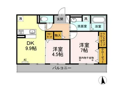 SERENO(2DK/3階)の間取り写真