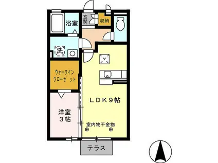 TWILIGHT(1LDK/1階)の間取り写真