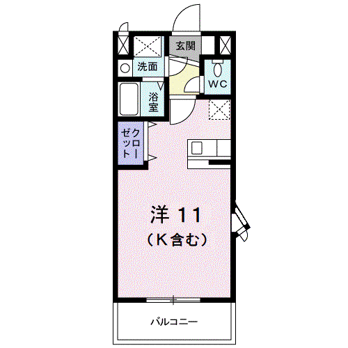 アーデントインプレスA(ワンルーム/1階)の間取り写真