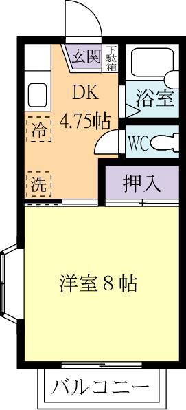 セントラルハイツ(1DK/2階)の間取り写真