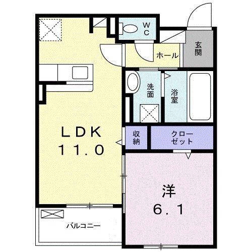 アンフィニ佐久平(1LDK/2階)の間取り写真