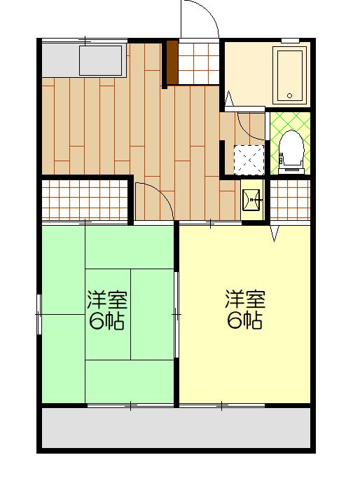 アークヒルズ小菅B棟(2DK/1階)の間取り写真