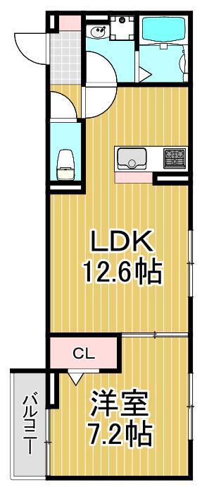 セレスティア柴又VI(1LDK/1階)の間取り写真