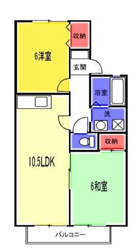 めるべーゆ来留間(2LDK/2階)の間取り写真
