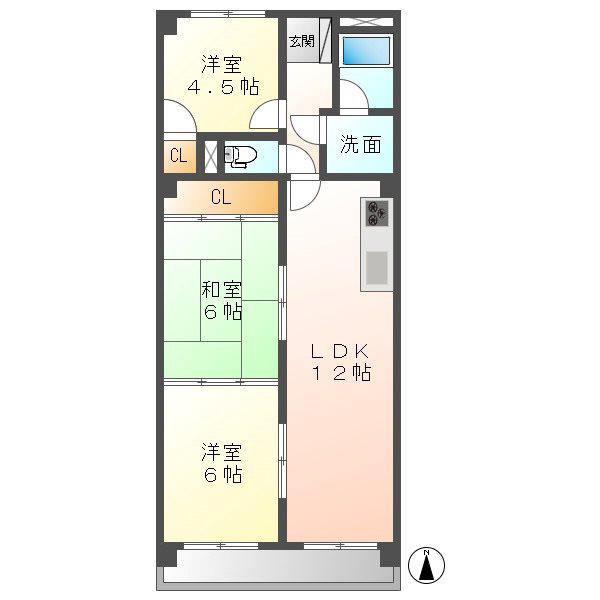 デュエム野並(3LDK/2階)の間取り写真