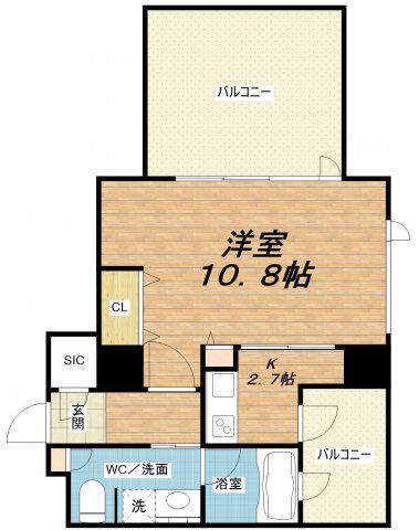 クロスレジデンス大阪新町(1K/5階)の間取り写真