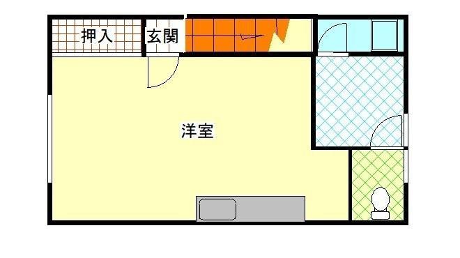 秋山ハイツ(ワンルーム/1階)の間取り写真