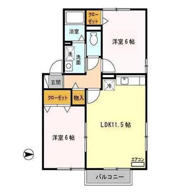 セジュールしろがね(2LDK/2階)の間取り写真