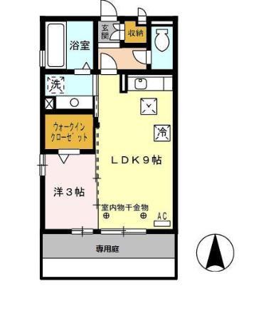 神山ヒルズ(1LDK/1階)の間取り写真