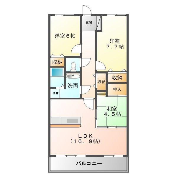 マリベール中須賀(3LDK/6階)の間取り写真