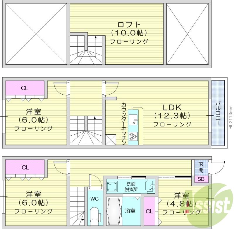 KLEINES HAUS(3LDK/1階)の間取り写真