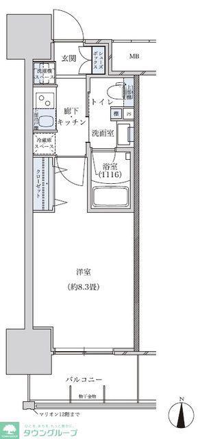 パークアクシス名古屋山王(1K/6階)の間取り写真