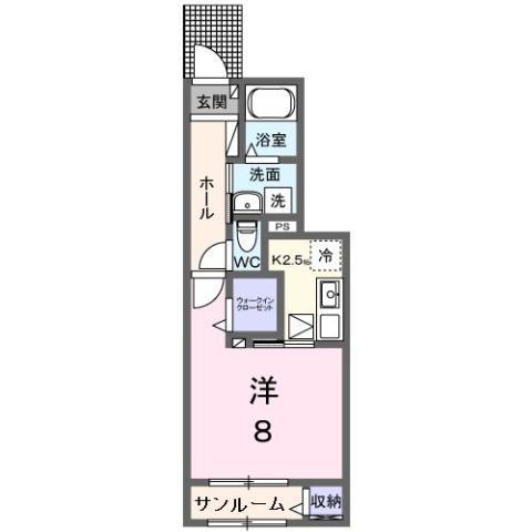 サンリベール(1K/1階)の間取り写真