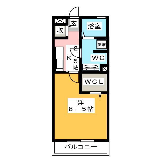 サニーフラット三ツ沢(1K/2階)の間取り写真