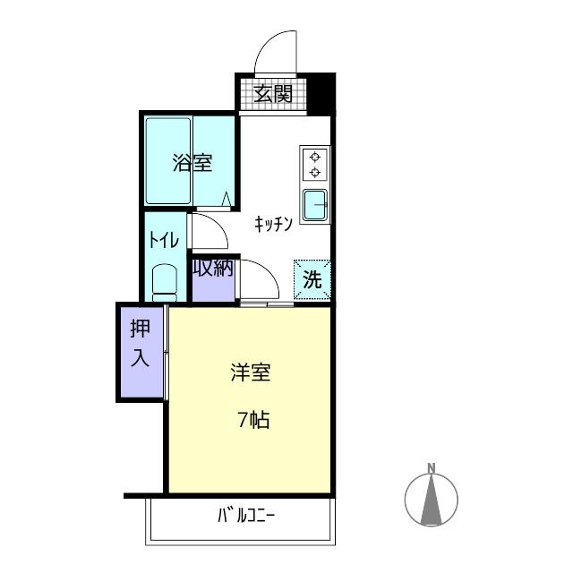メラベルデ S棟(1K/3階)の間取り写真