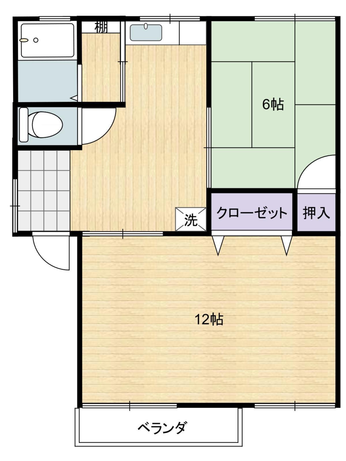 JR日豊本線 財光寺駅 徒歩17分 2階建 築37年(2DK/2階)の間取り写真