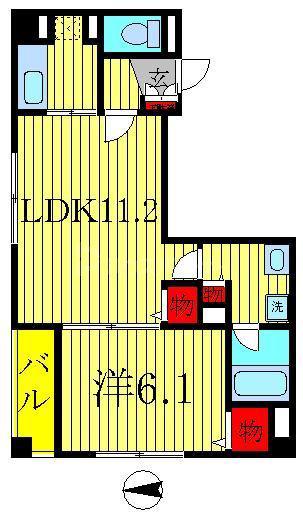 アンジェリークトキワI(1LDK/2階)の間取り写真