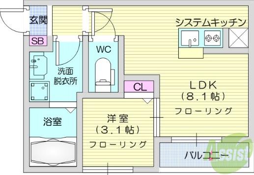 LIRIO 2(1LDK/3階)の間取り写真