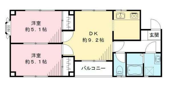 カースル三ノ輪A棟(2DK/2階)の間取り写真