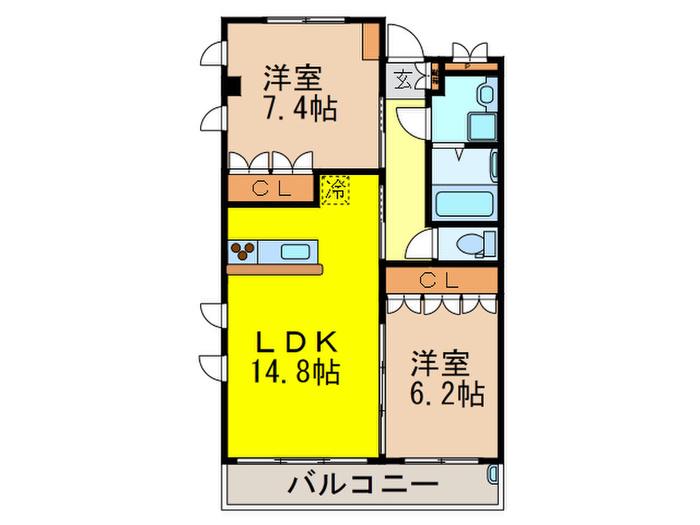 ブラヴール(2LDK/2階)の間取り写真