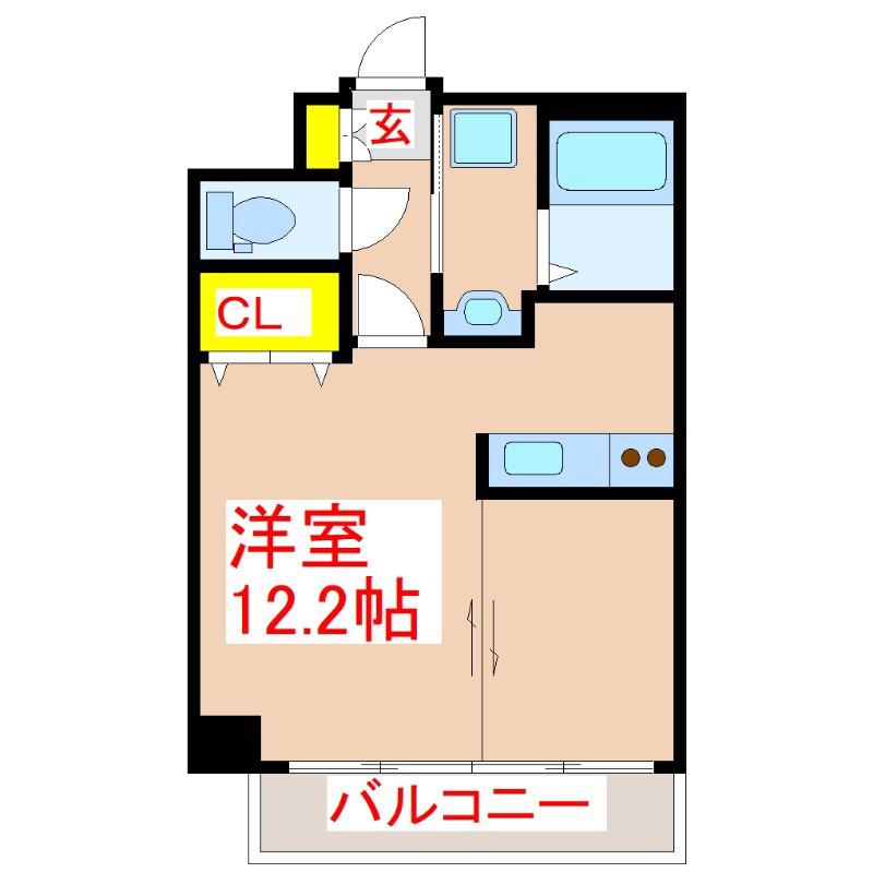 KANON(ワンルーム/2階)の間取り写真