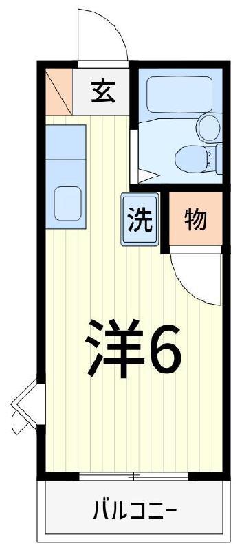 サニーハイツ(ワンルーム/2階)の間取り写真
