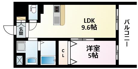 第1関根マンション(1LDK/8階)の間取り写真