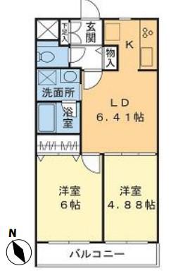 田園マンション鮫洲(2LDK/3階)の間取り写真