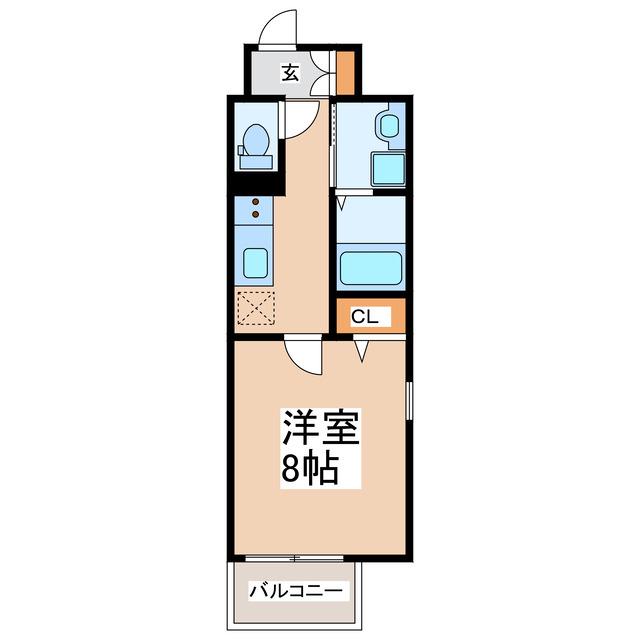 プランドール西子飼(1K/9階)の間取り写真