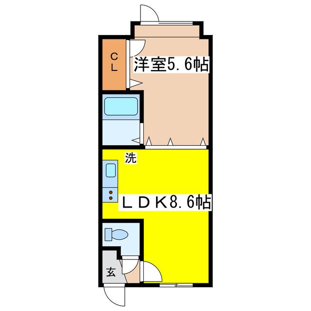 プラザ文苑(1LDK/1階)の間取り写真