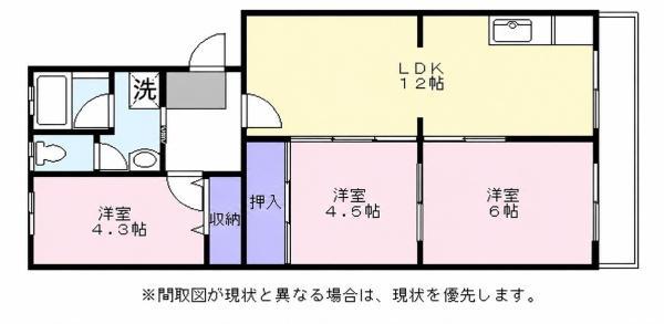 アクシスKAWASE(3LDK/3階)の間取り写真