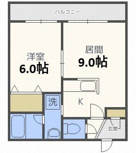 ブランノワール厚別中央(1LDK/4階)の間取り写真