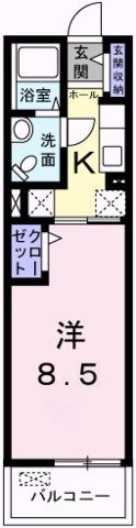 アクロポリスV(1K/2階)の間取り写真
