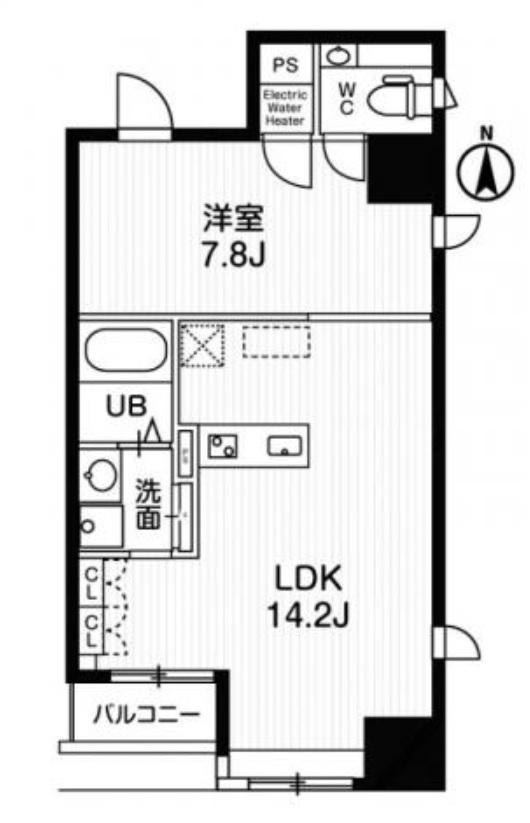 アーバンフラッツ瓦町(1LDK/5階)の間取り写真